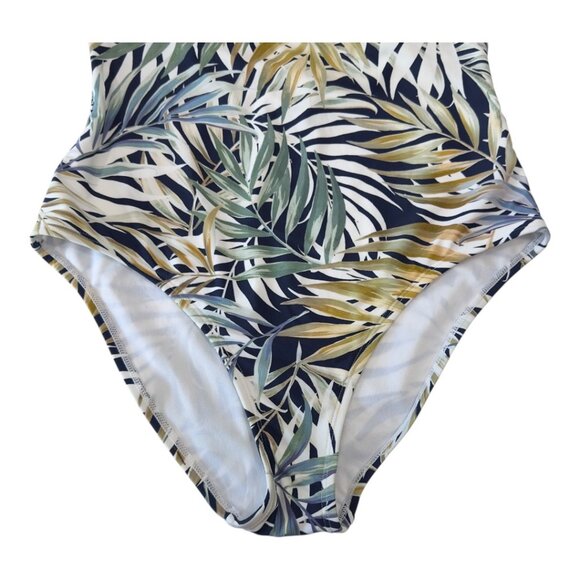 Hurley Tropical Leaf Print One-Piece Swimsuit Cross-Back Straps Women SZ XL - Picture 10 of 12